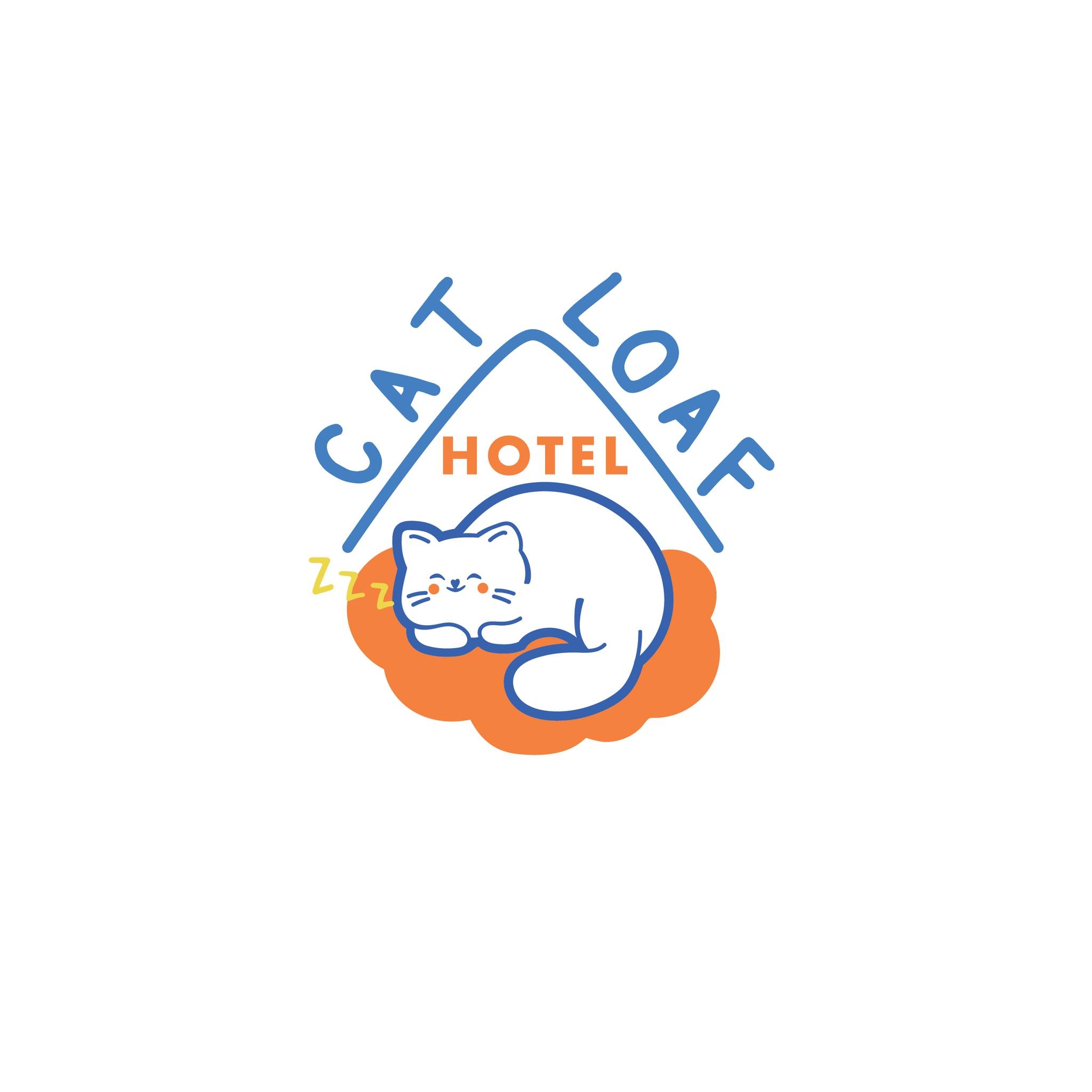 Cat Loaf Hotel Logo - นอนหลับสบายบนเบาะสีส้ม